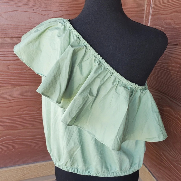 Women's One Shoulder Ruffle Top - A New Day, Olive Green, Medium - Picture 7 of 9